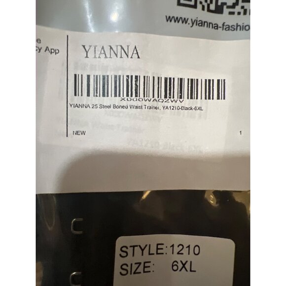 Yianna 25 Steel Boned Waist Trainer 6XL Black Adjustable Cinching Corset Shapewe - Picture 4 of 6